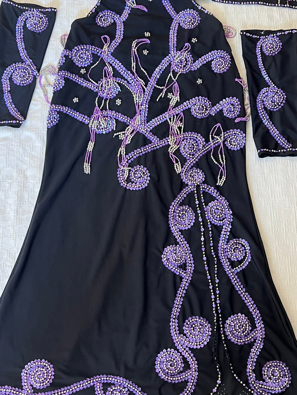Professional Sexy Custom-Made Belly Dance Costume Belly Dancer one-piece Dress + Arm Pieces + Head piece, Handmade Embellished Dance outfit