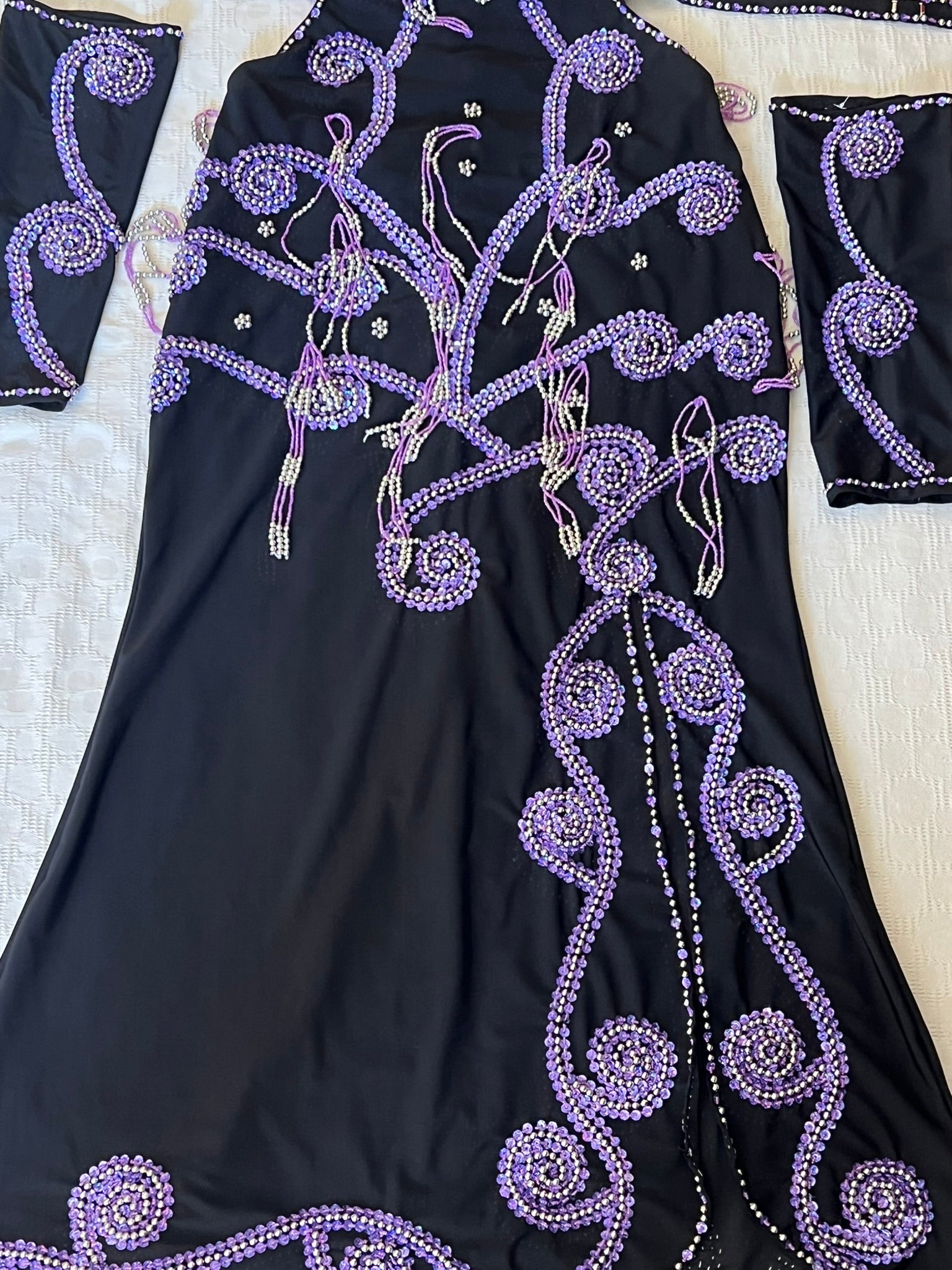 Professional Sexy Custom-Made Belly Dance Costume Belly Dancer one-piece Dress + Arm Pieces + Head piece, Handmade Embellished Dance outfit