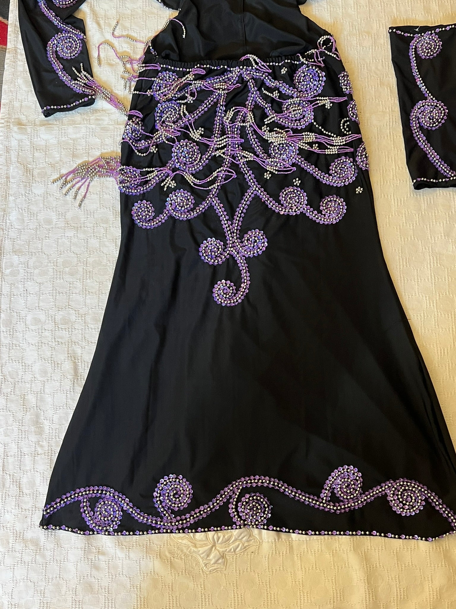 Professional Sexy Custom-Made Belly Dance Costume Belly Dancer one-piece Dress + Arm Pieces + Head piece, Handmade Embellished Dance outfit