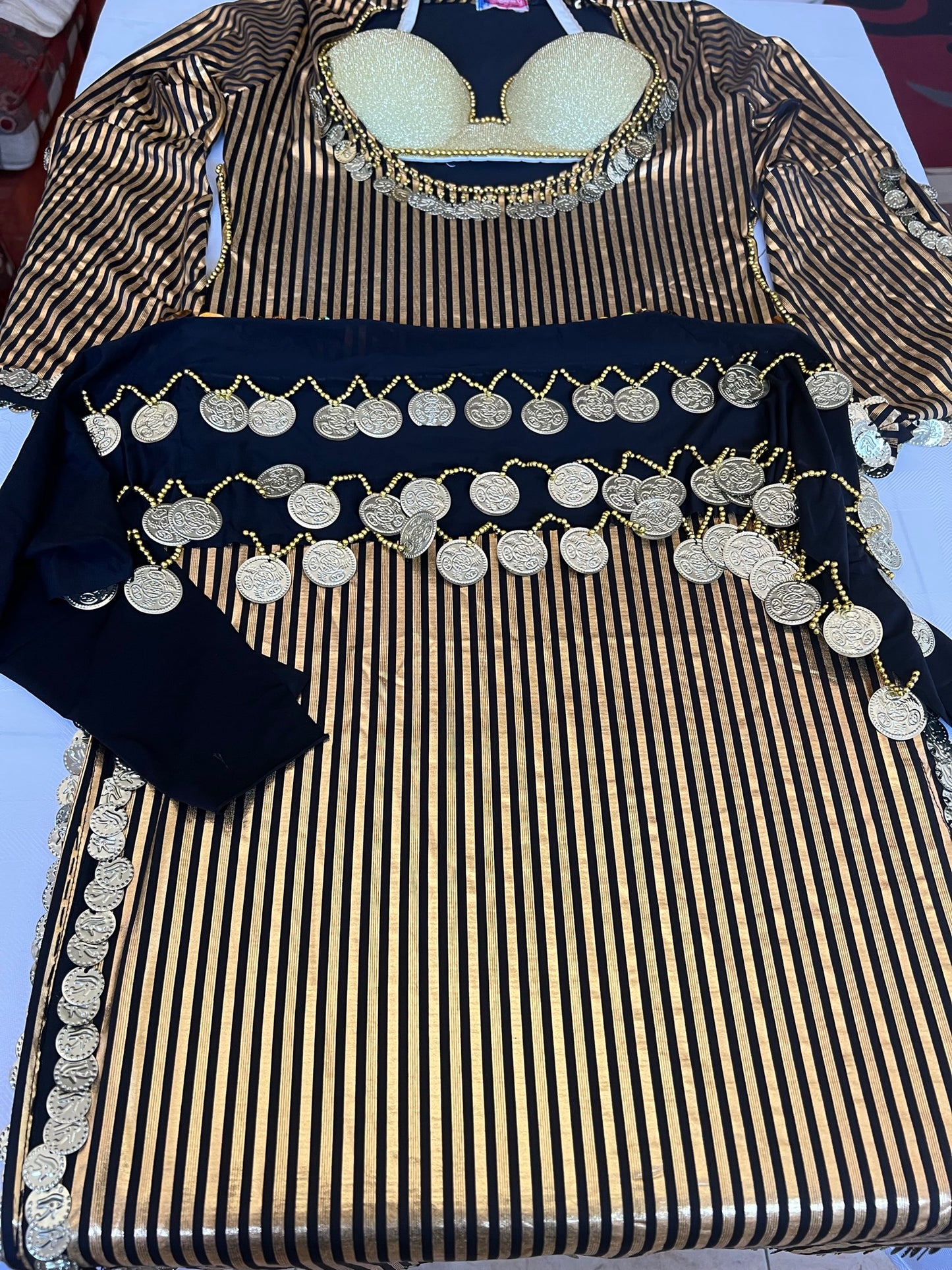 Egyptian Oriental Belly Dance Dress – Includes Bra & Scarf, Stunning Belly dance outfit