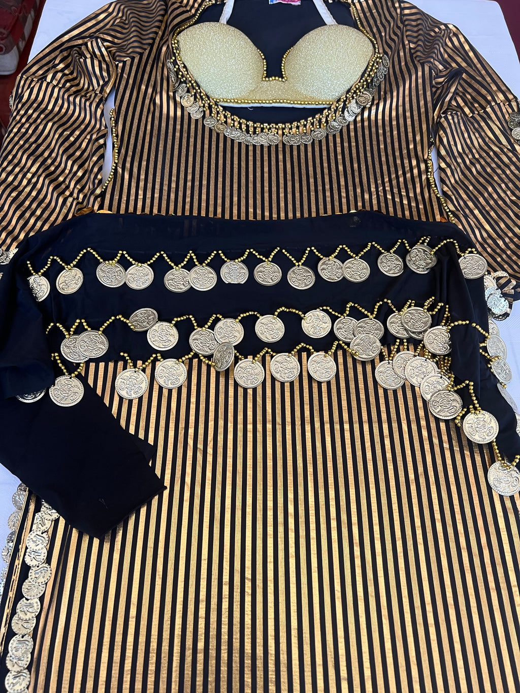 Egyptian Oriental Belly Dance Dress – Includes Bra & Scarf, Stunning Belly dance outfit