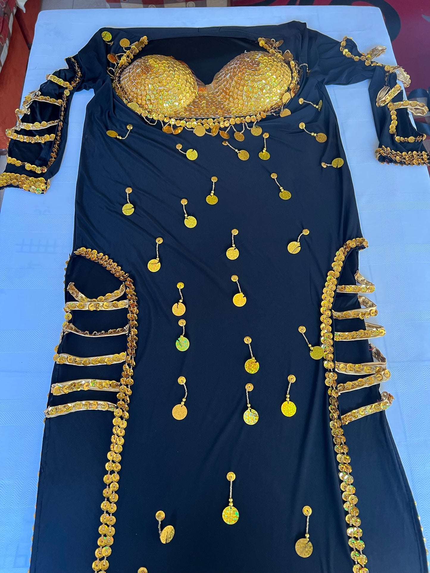 New Sexy Egyptian Belly Dance Costume Saidi Dress, Baladi Galabia, Fallahi Abaya