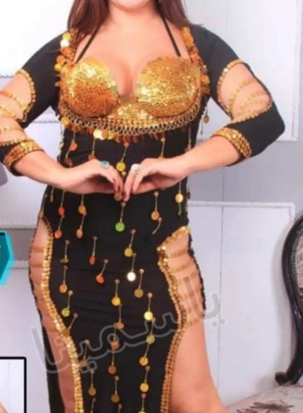 New Sexy Egyptian Belly Dance Costume Saidi Dress, Baladi Galabia, Fallahi Abaya