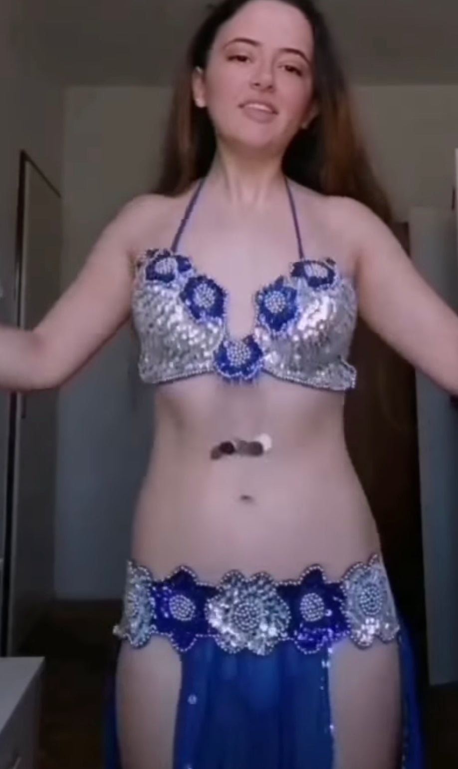 Sexy Egyptian professional belly dance costume, Handmade embellished belly dance outfit, belly dance bra and belt, بدلة رقص شرقى