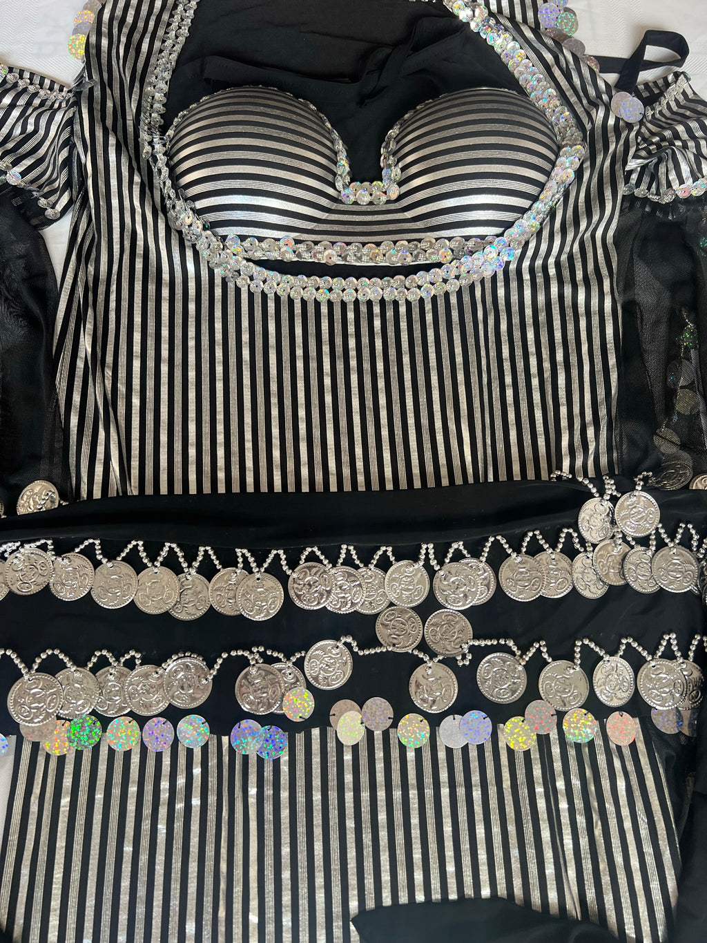 Egyptian Belly Dance Costume, Saidi Dress, Baladi Galabia, Fallahi Abaya with Bra, Oriental dance handmade embellished outfit, بدلة رقص شرقى