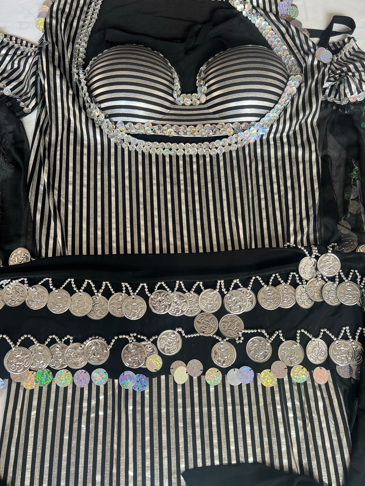 Egyptian Belly Dance Costume, Saidi Dress, Baladi Galabia, Fallahi Abaya with Bra, Oriental dance handmade embellished outfit, بدلة رقص شرقى