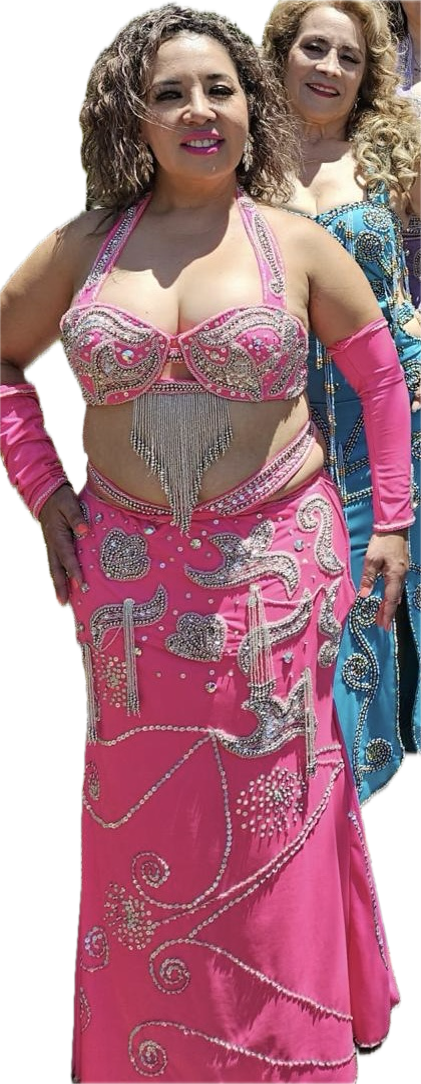 Hot Pink Egyptian Belly Dance Costume, Custom-Made belly dance Dress, Handmade embellished oriental outfit, Tribal dance skirt & Bra