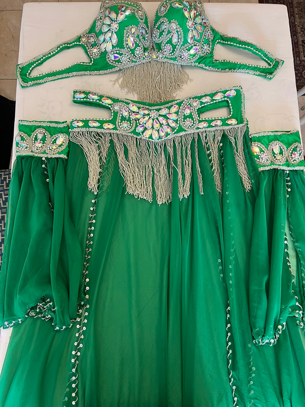 Vibrant Emerald Green Professional belly dance costume/ custom-made