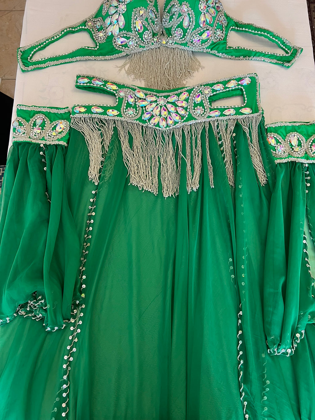 Vibrant Emerald Green Professional belly dance costume/ custom-made