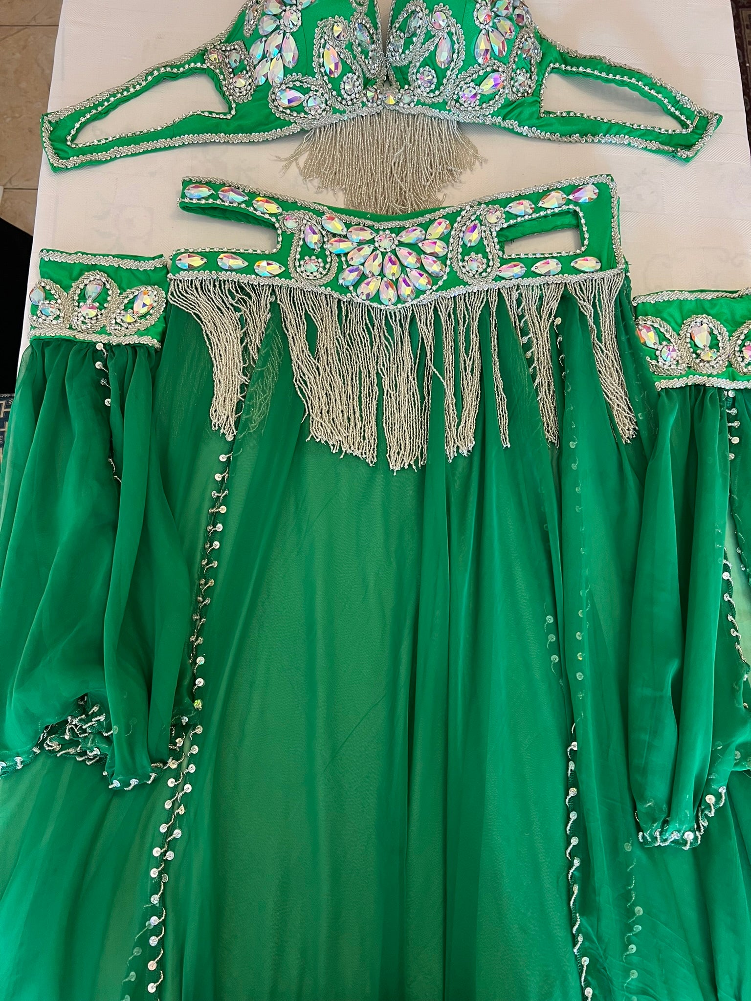 Vibrant Emerald Green Professional belly dance costume/ custom-made
