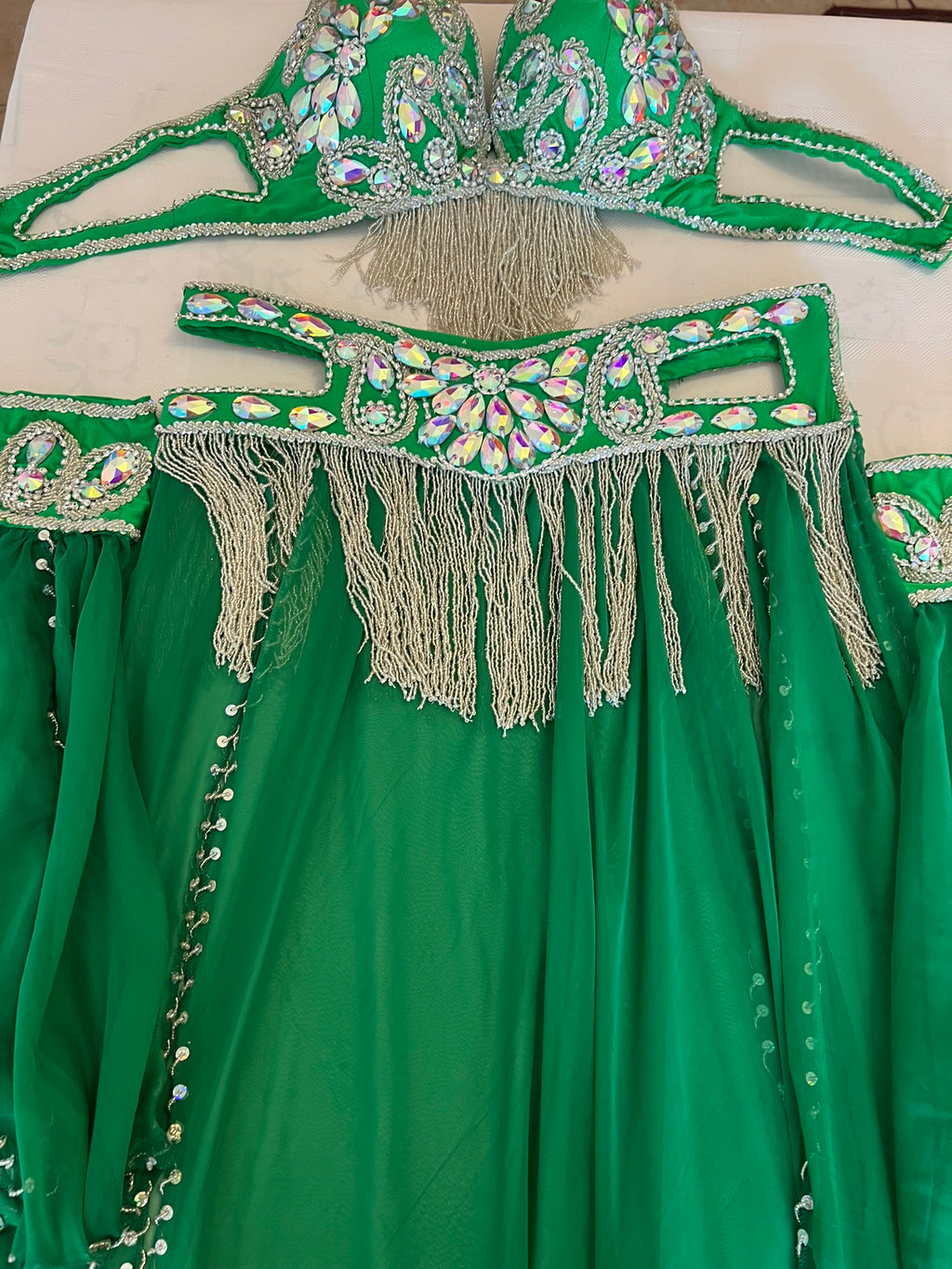 Vibrant Emerald Green Professional belly dance costume/ custom-made