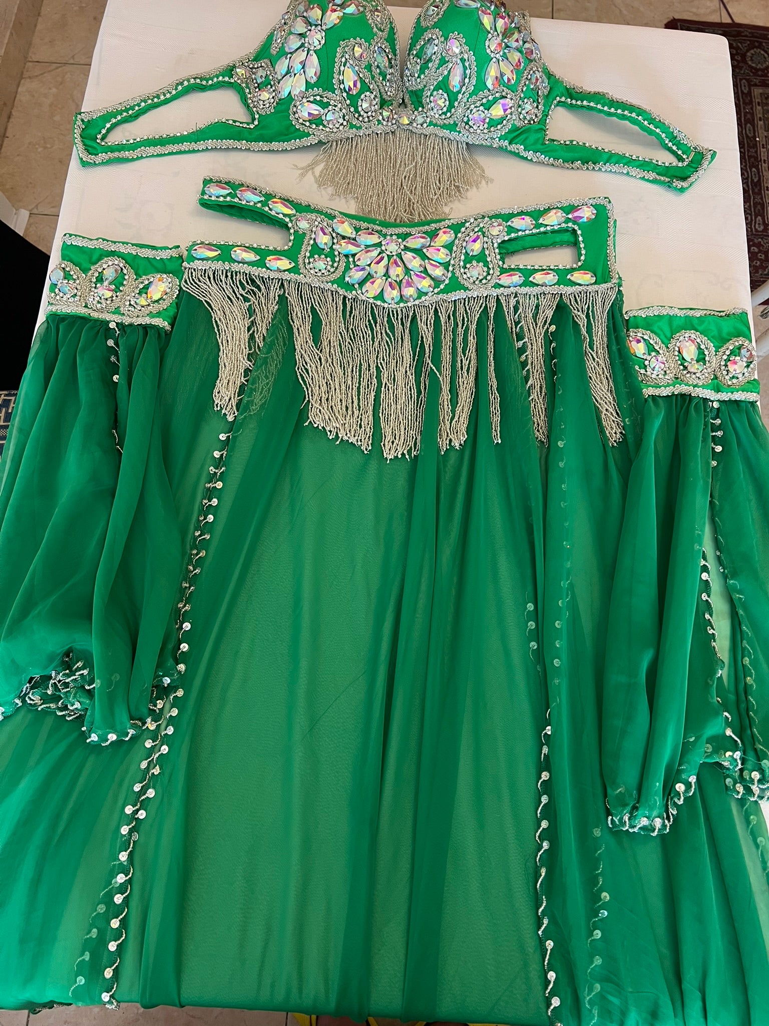Vibrant Emerald Green Professional belly dance costume/ custom-made