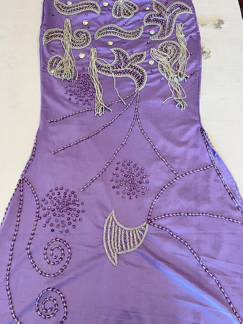Lavender Purple Professional belly dance costume/ Handmade embellished Belly dancer skirt and bra outfit