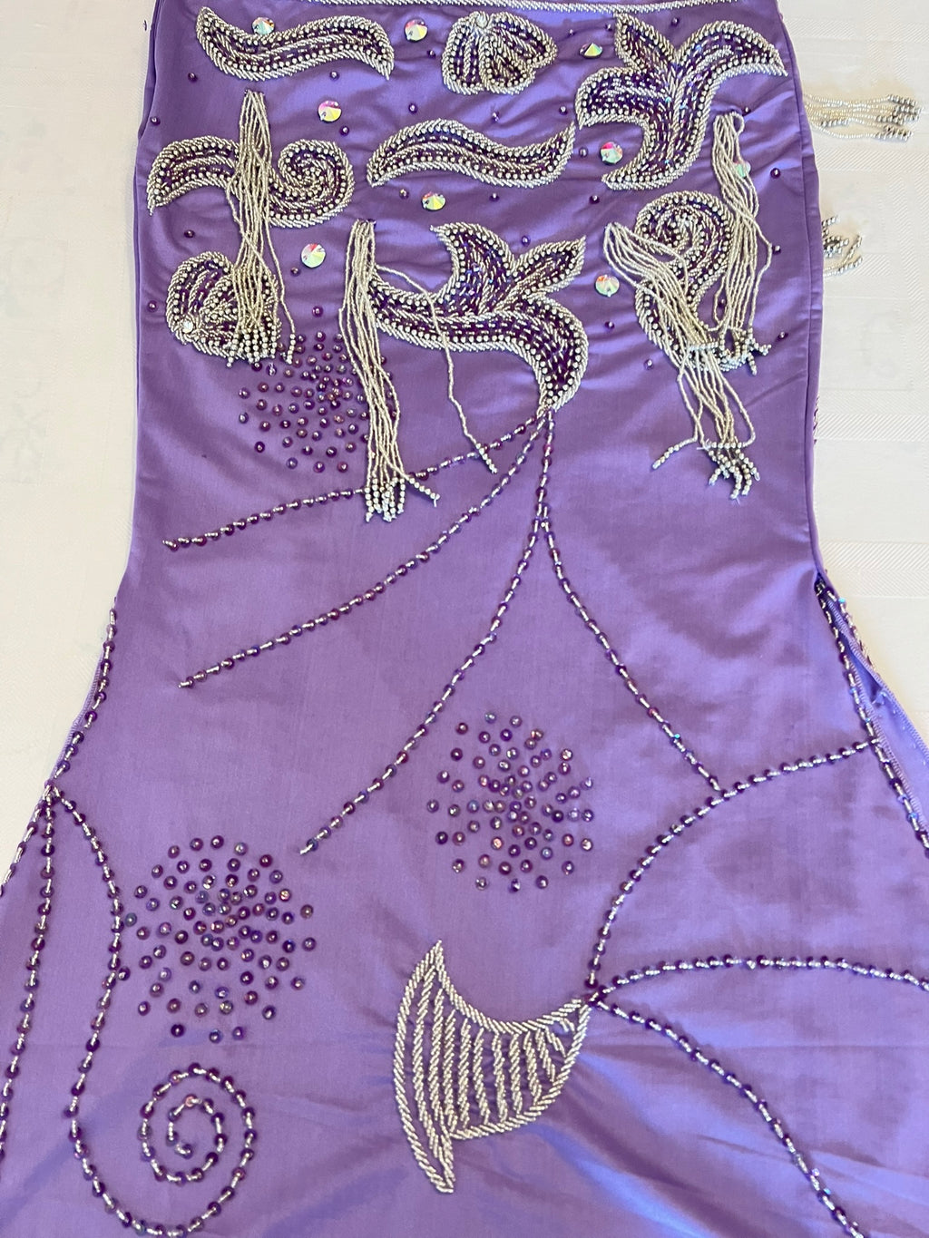 Lavender Purple Professional belly dance costume/ Handmade embellished Belly dancer skirt and bra outfit