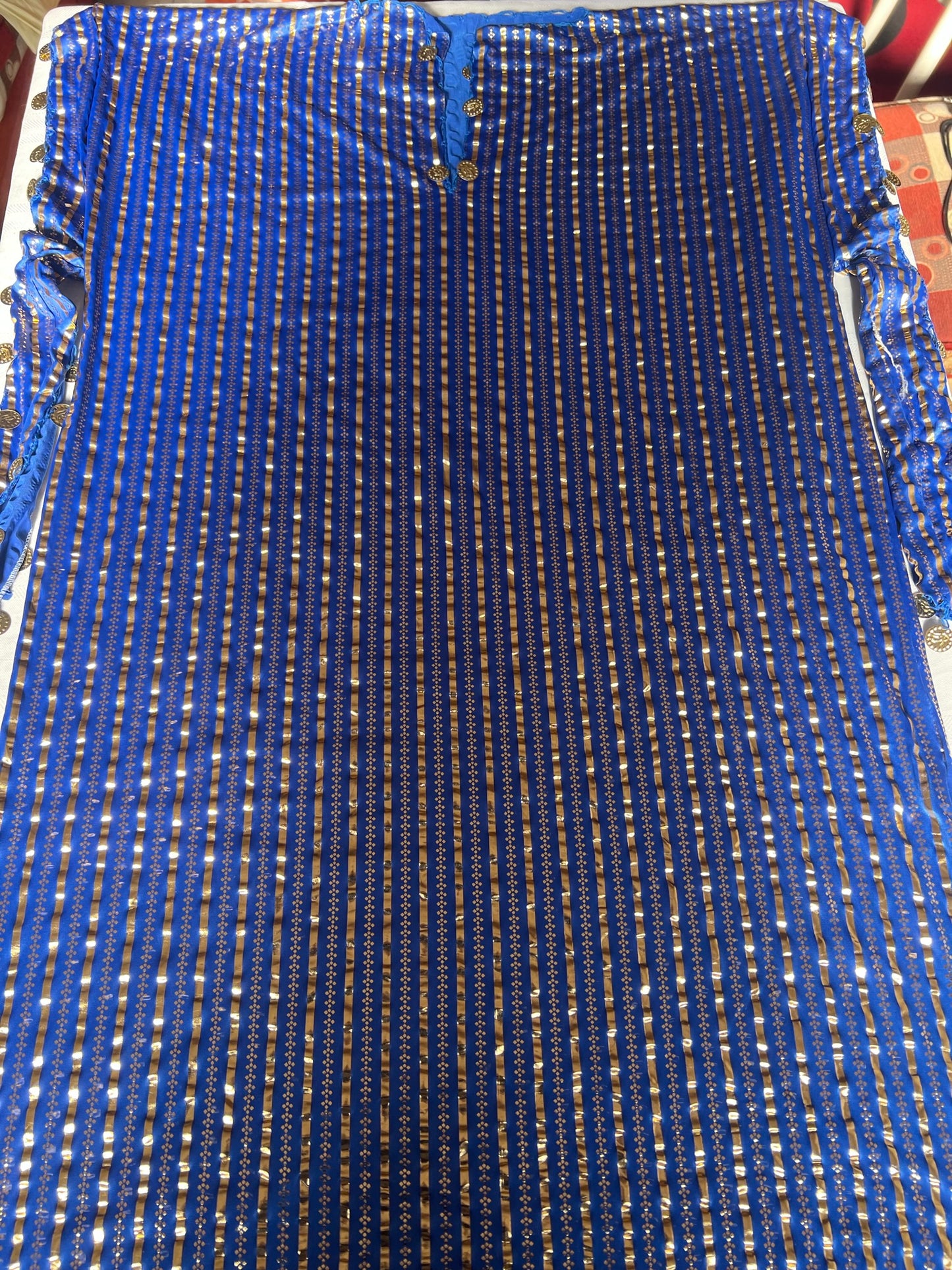 Ägyptischer Bauchtanz XL - XXL Kleid, gestreifte Abaya im Nancy-Stil für den orientalischen Tanz