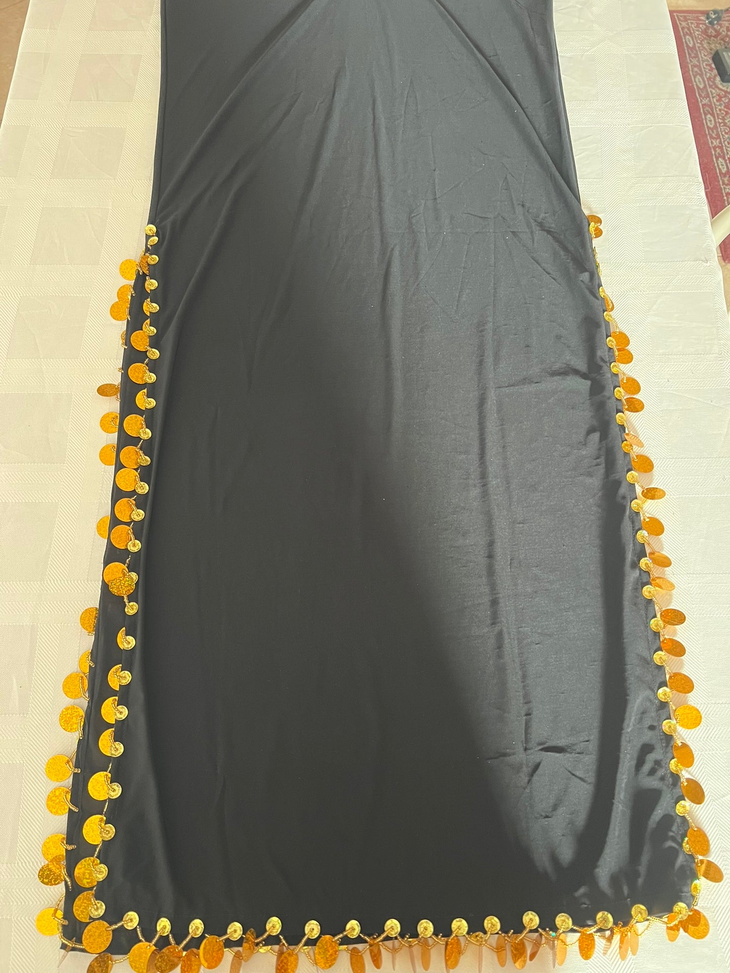 Elegant Egyptian Sexy Belly Dance Costume, Saidi Dress, Baladi Galabia, with Bra & Hip scarf.