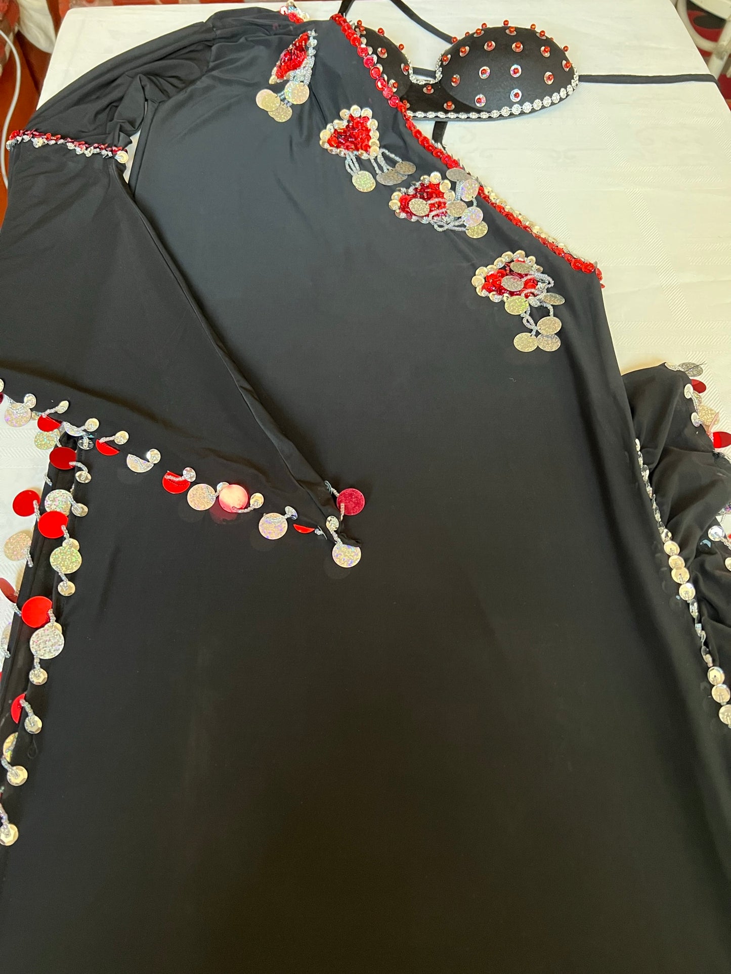 Egyptian Oriental Belly Dance Dress, with bra included, BELLYDANCE outfit, handmade embellished belly dance set, one size.