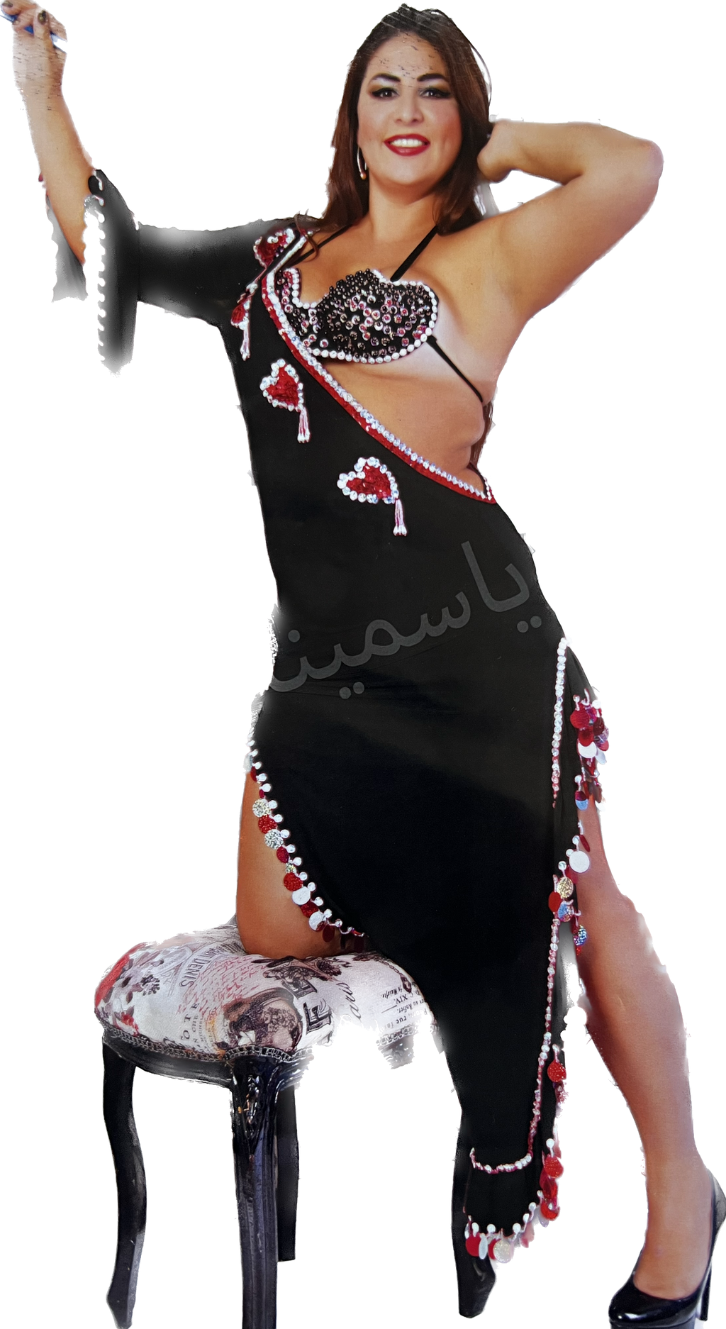 Ägyptisches orientalisches Bauchtanzkleid, inklusive BH, BAUCHTANZ-Outfit, handgefertigtes verziertes Bauchtanz-Set, Einheitsgröße. 
