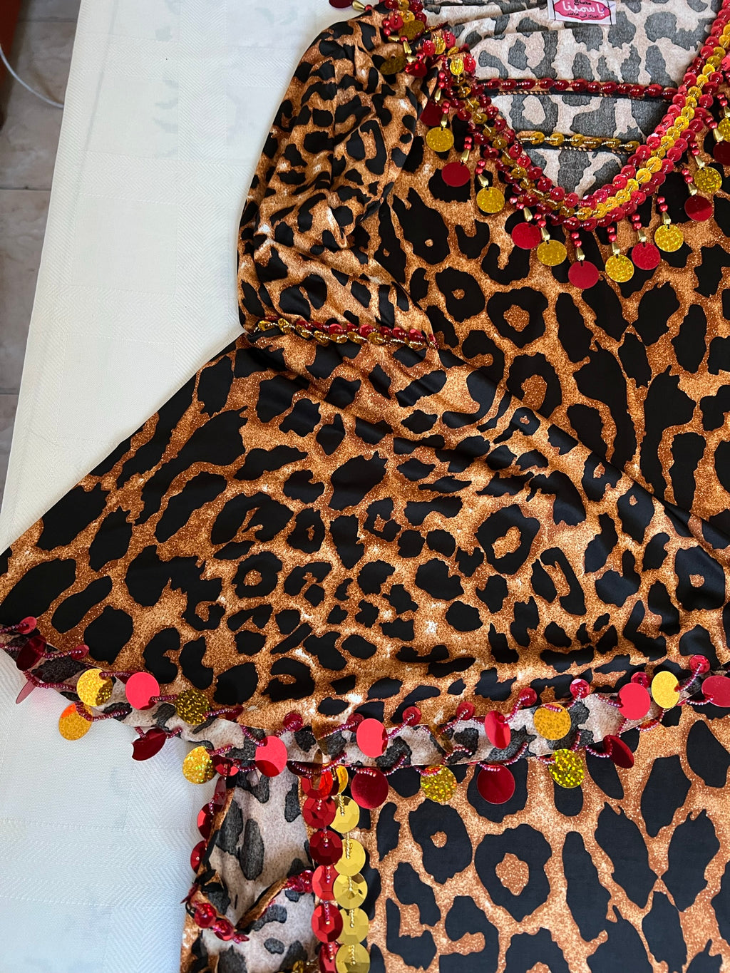 Egyptian Belly Dance Dress – Saidi Baladi Galabia Leopard Abaya Kaftan جلابية رقص شرقى with Handmade Embroidery