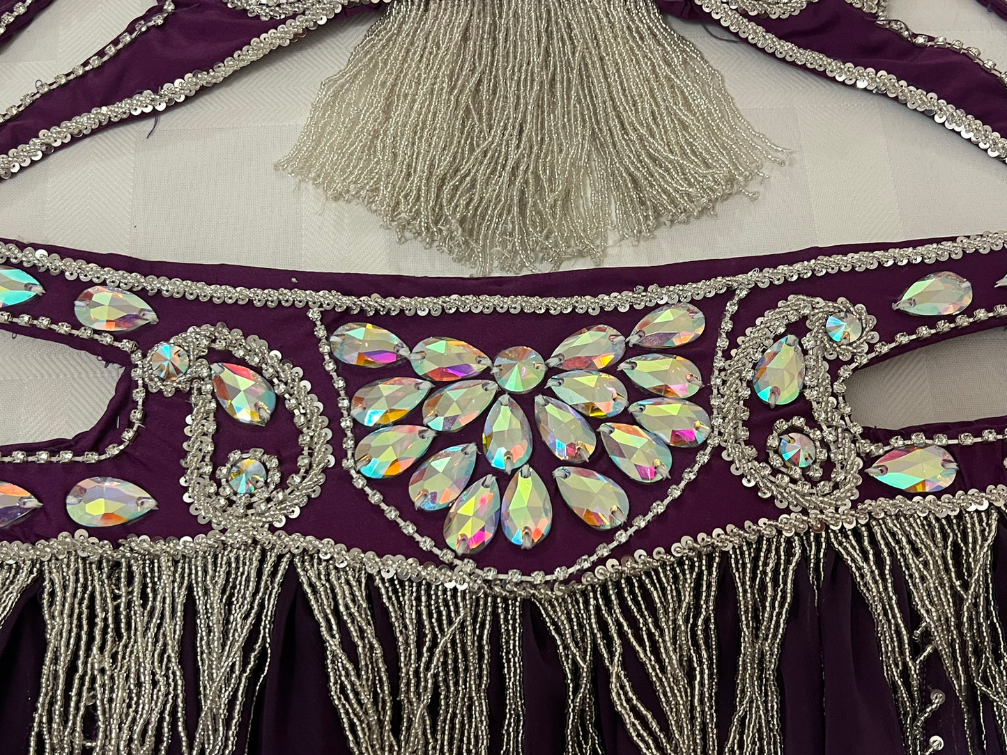 Luxurious premium quality elegant purple Professional belly dance costume/ custom-made