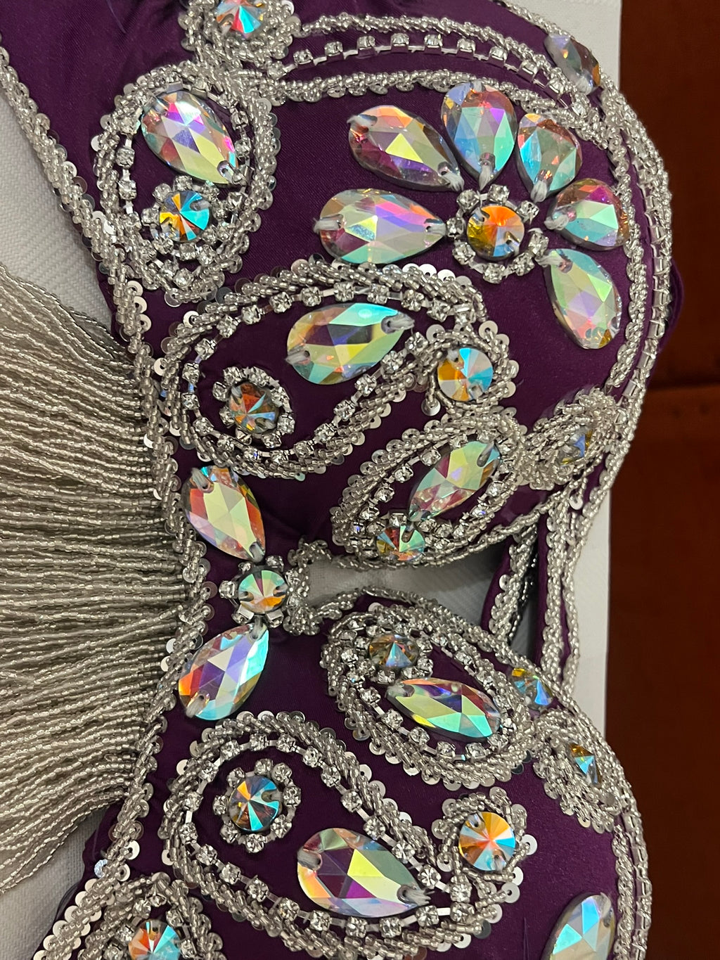 Luxurious premium quality elegant purple Professional belly dance costume/ custom-made