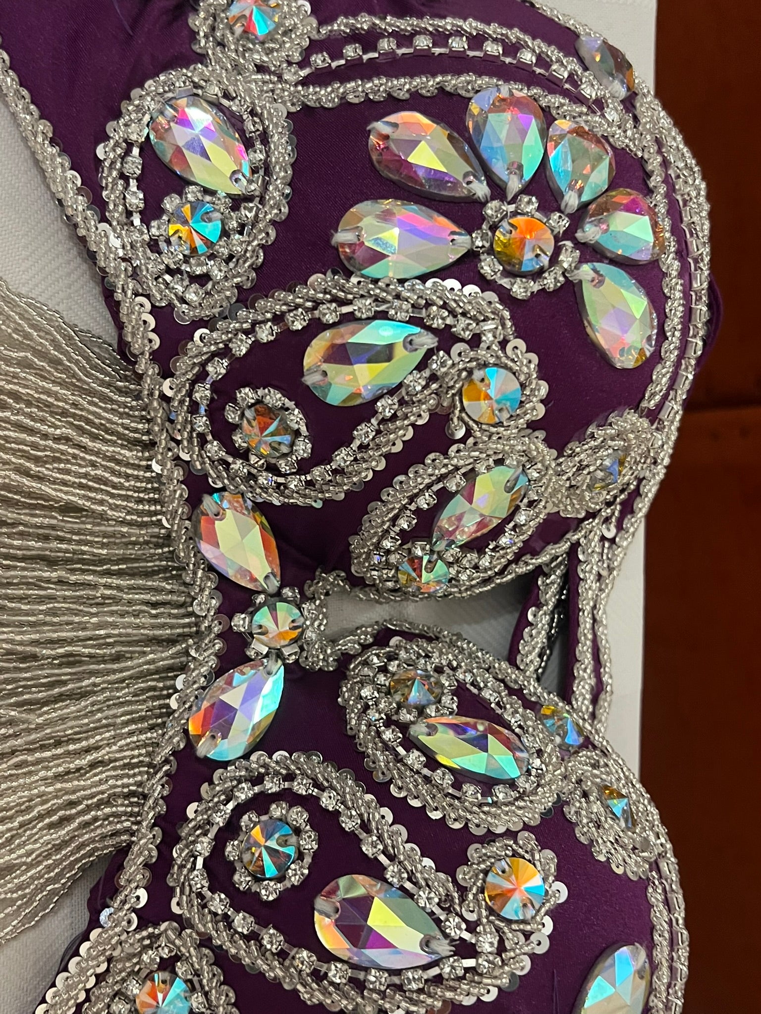 Luxurious premium quality elegant purple Professional belly dance costume/ custom-made