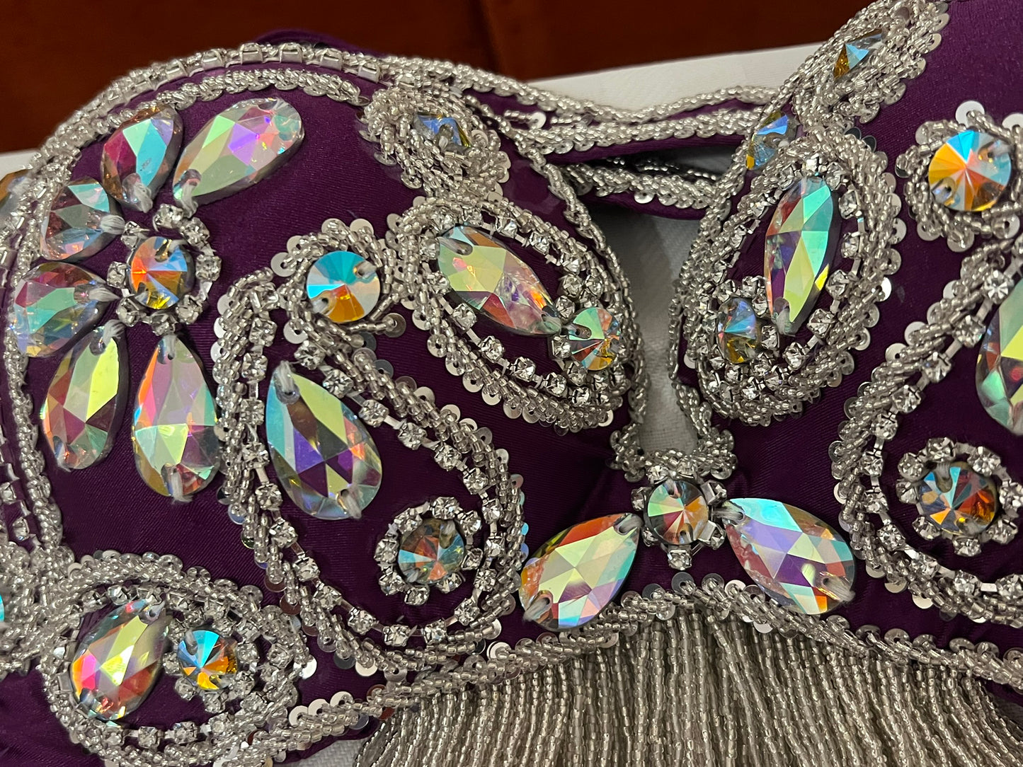 Luxurious premium quality elegant purple Professional belly dance costume/ custom-made