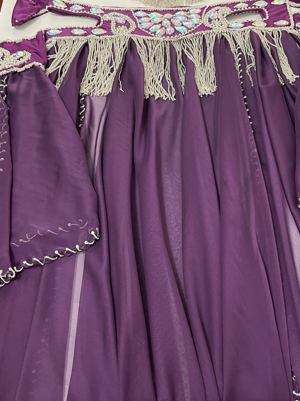 Luxurious premium quality elegant purple Professional belly dance costume/ custom-made