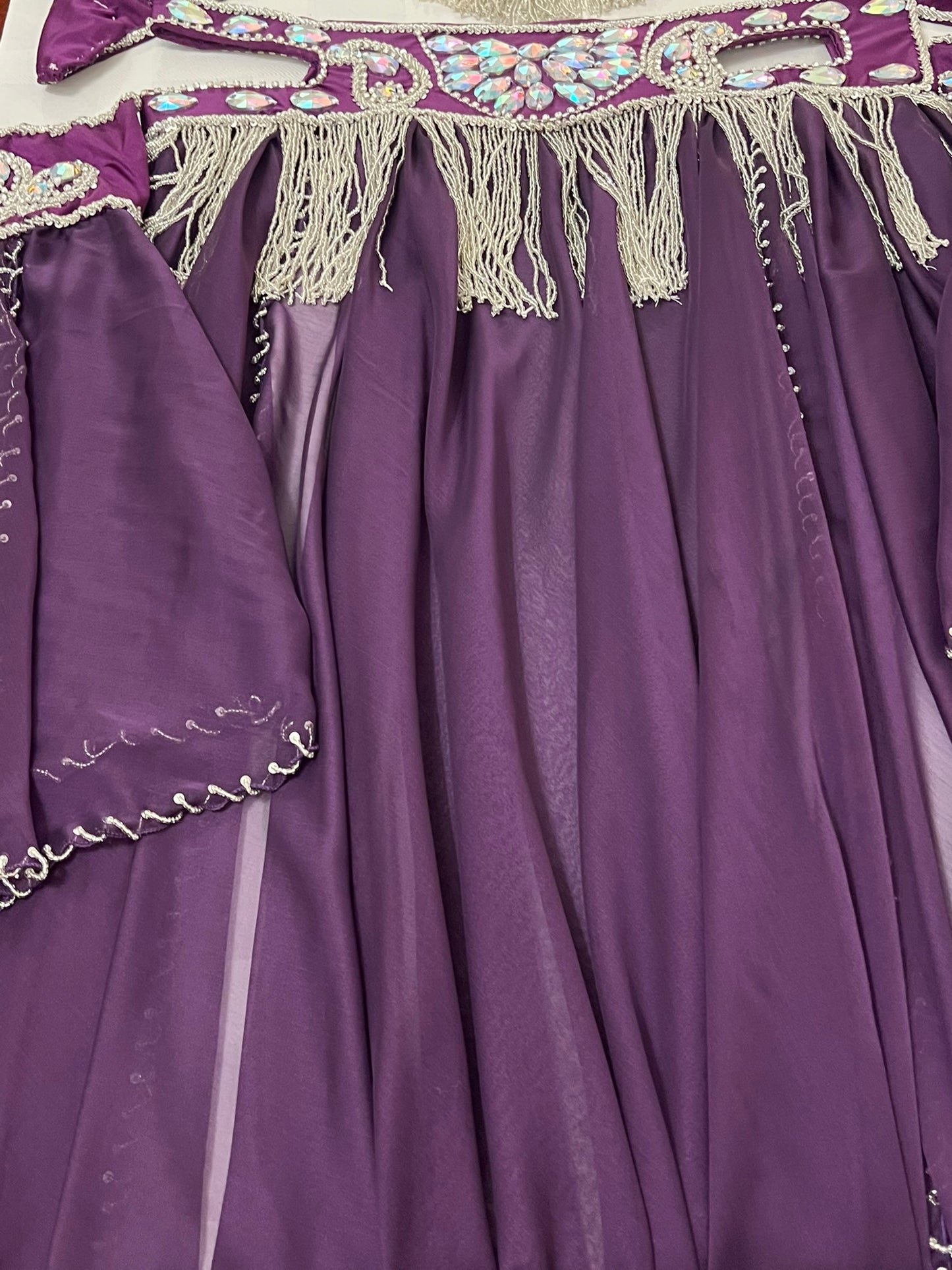 Luxurious premium quality elegant purple Professional belly dance costume/ custom-made
