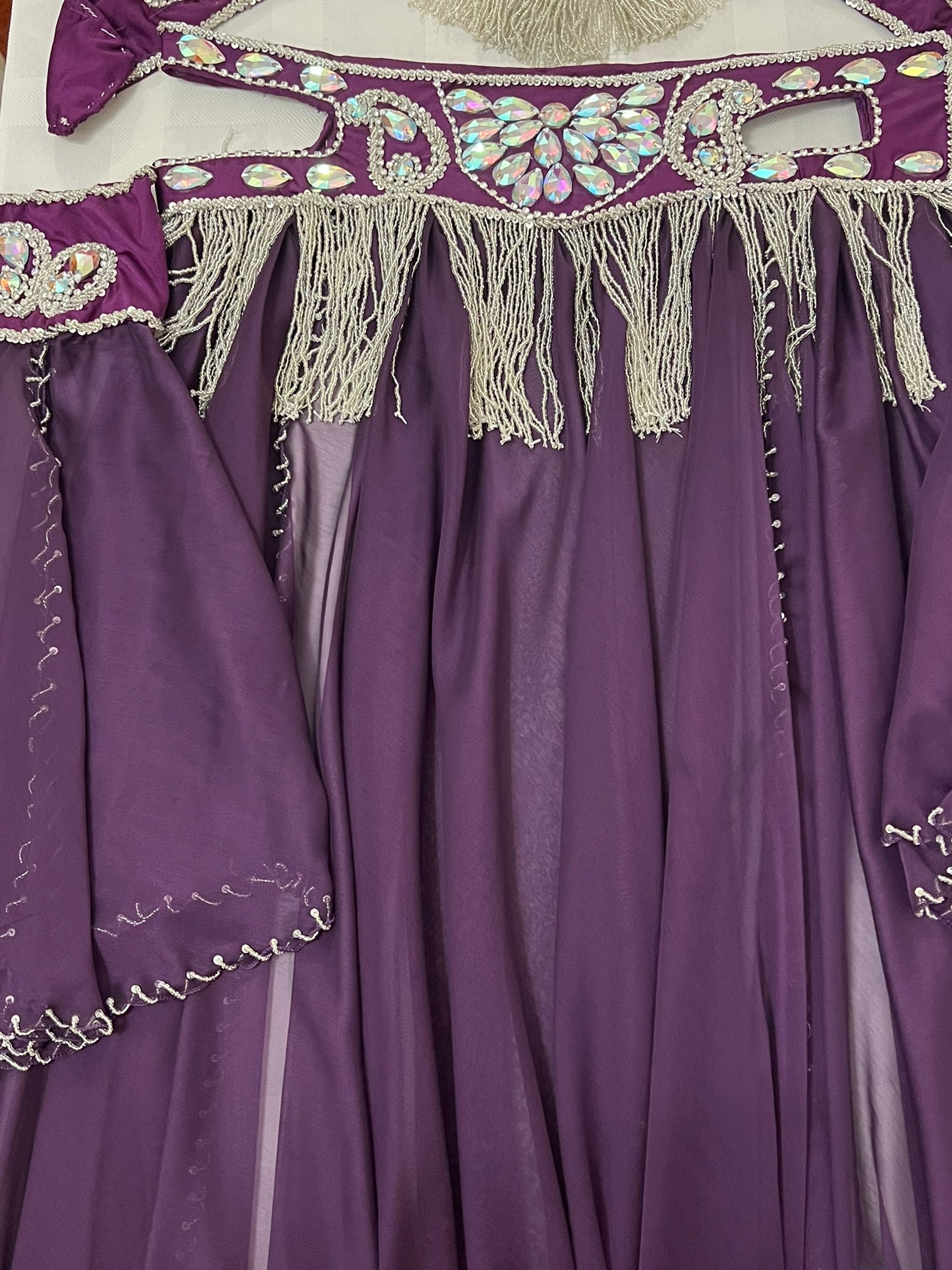 Luxurious premium quality elegant purple Professional belly dance costume/ custom-made