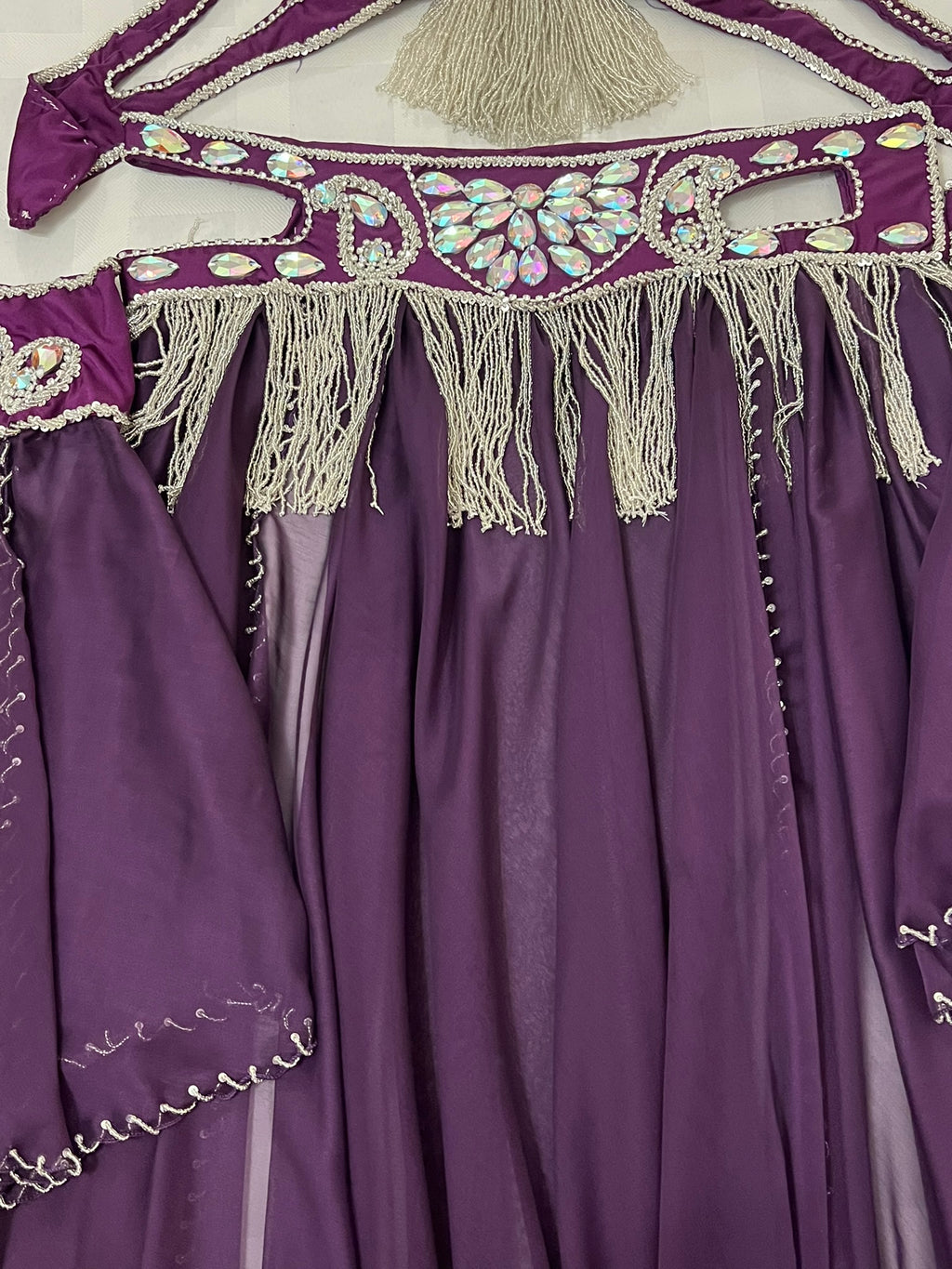 Luxurious premium quality elegant purple Professional belly dance costume/ custom-made