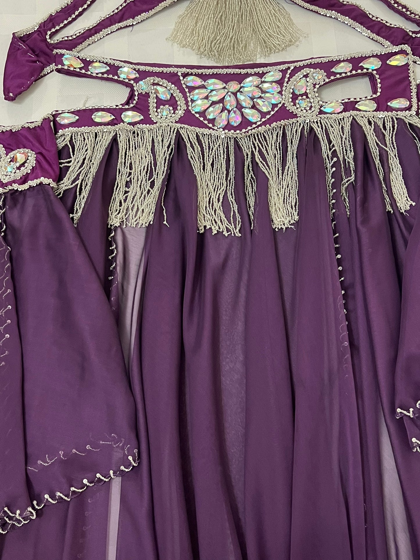 Luxurious premium quality elegant purple Professional belly dance costume/ custom-made