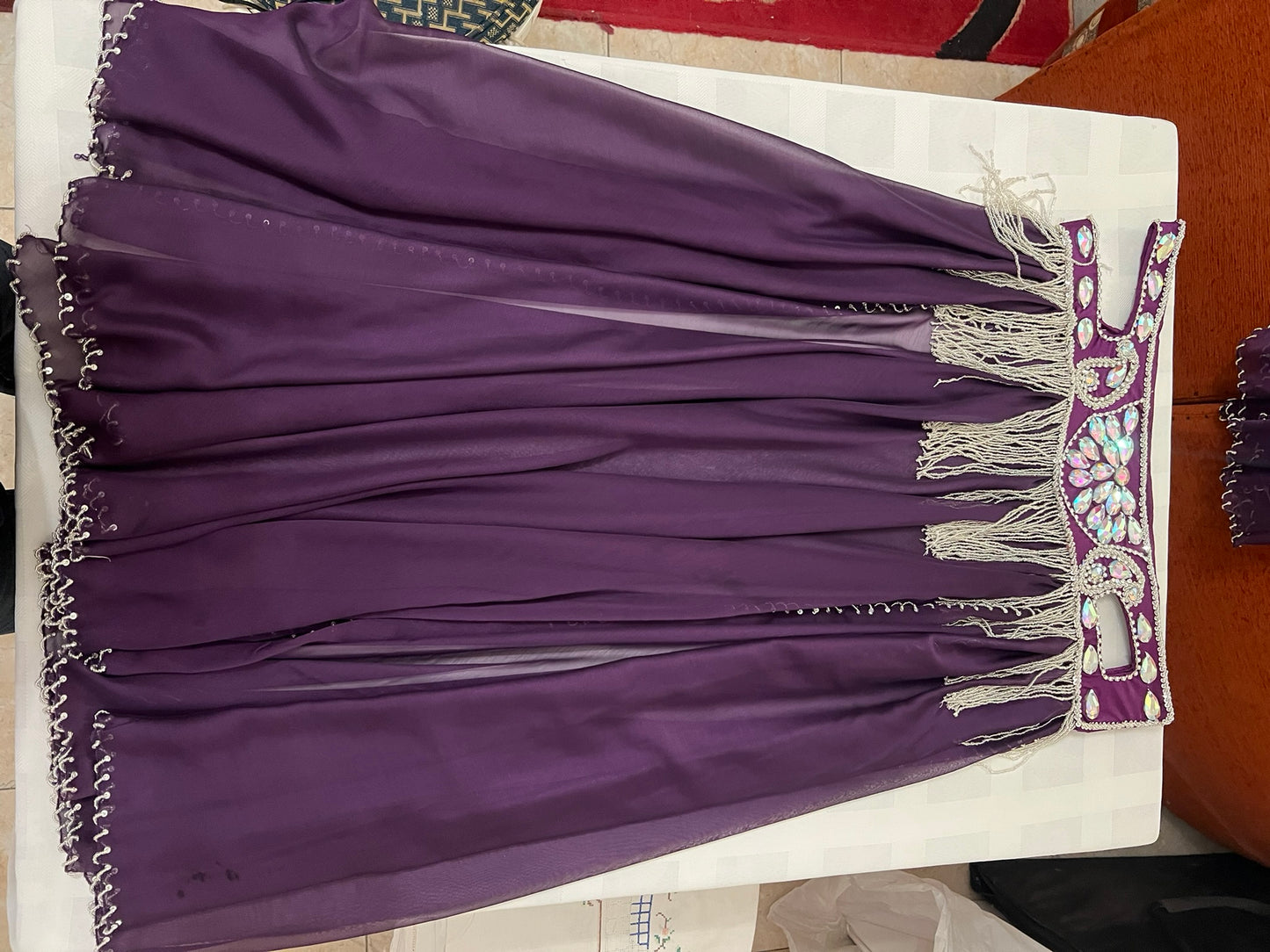 Luxurious premium quality elegant purple Professional belly dance costume/ custom-made