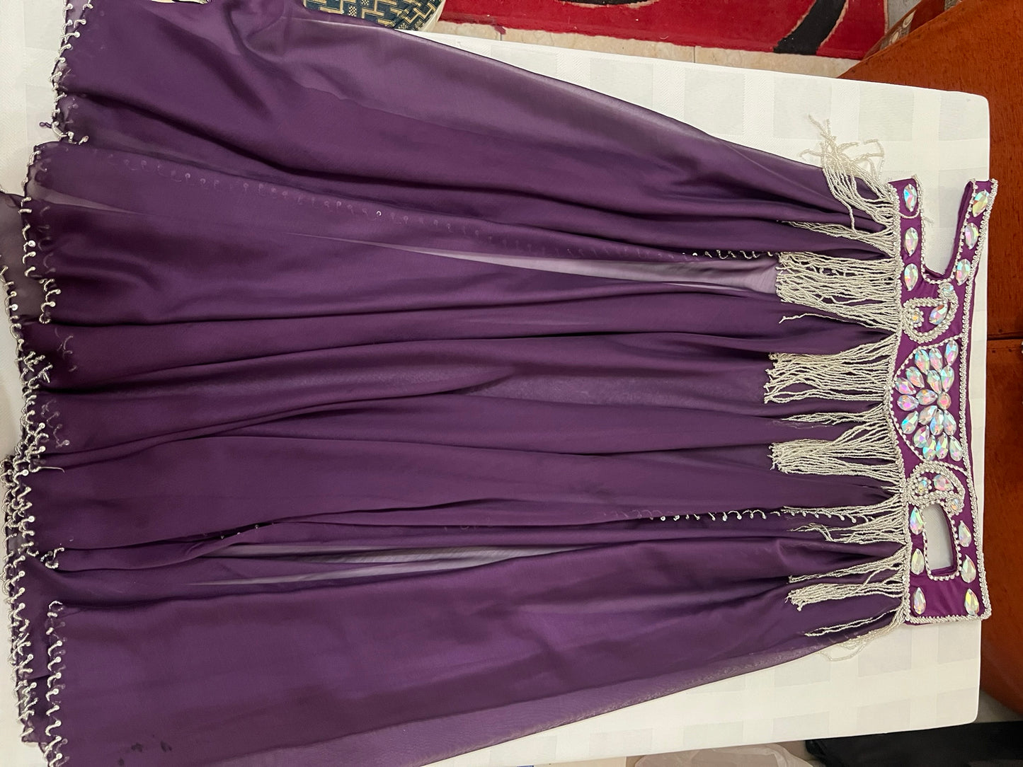 Luxurious premium quality elegant purple Professional belly dance costume/ custom-made