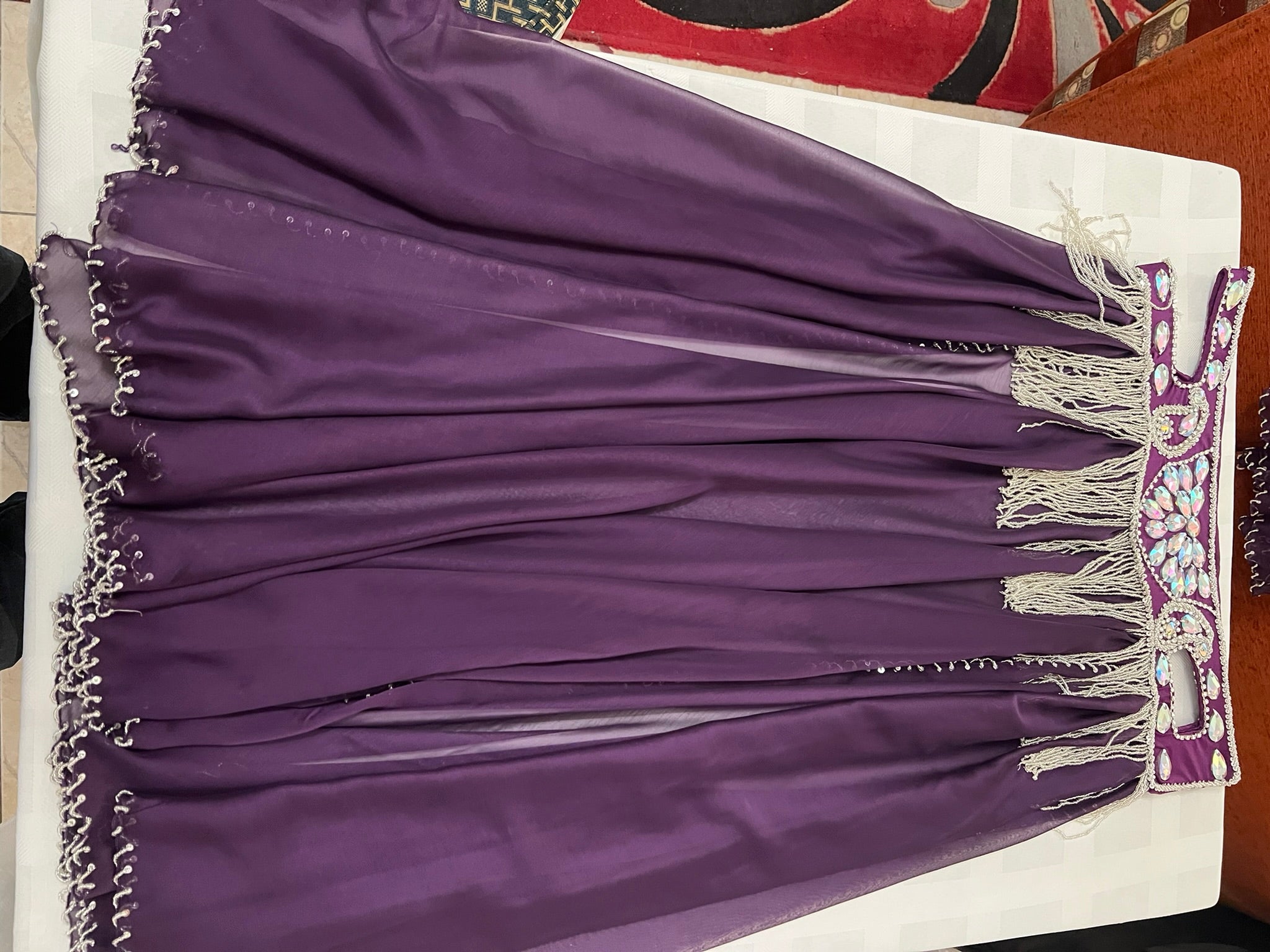 Luxurious premium quality elegant purple Professional belly dance costume/ custom-made