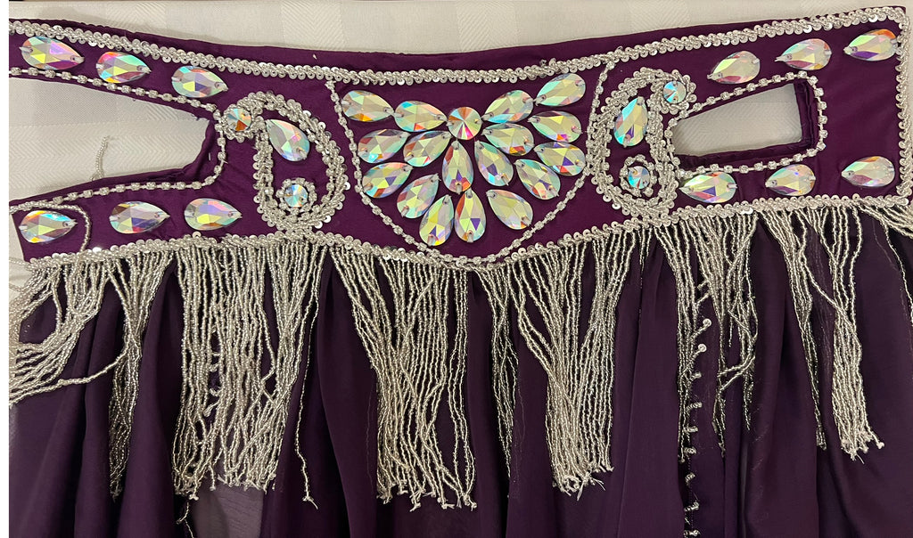 Luxurious premium quality elegant purple Professional belly dance costume/ custom-made