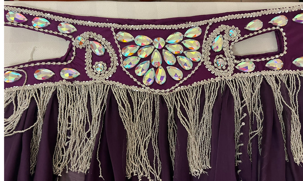 Luxurious premium quality elegant purple Professional belly dance costume/ custom-made