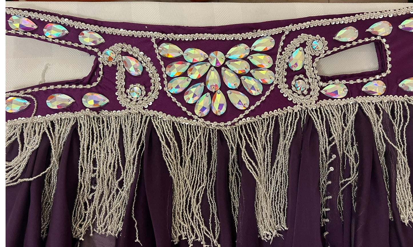 Luxurious premium quality elegant purple Professional belly dance costume/ custom-made