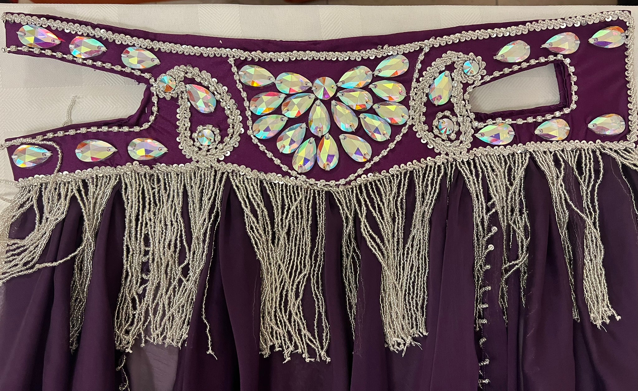 Luxurious premium quality elegant purple Professional belly dance costume/ custom-made