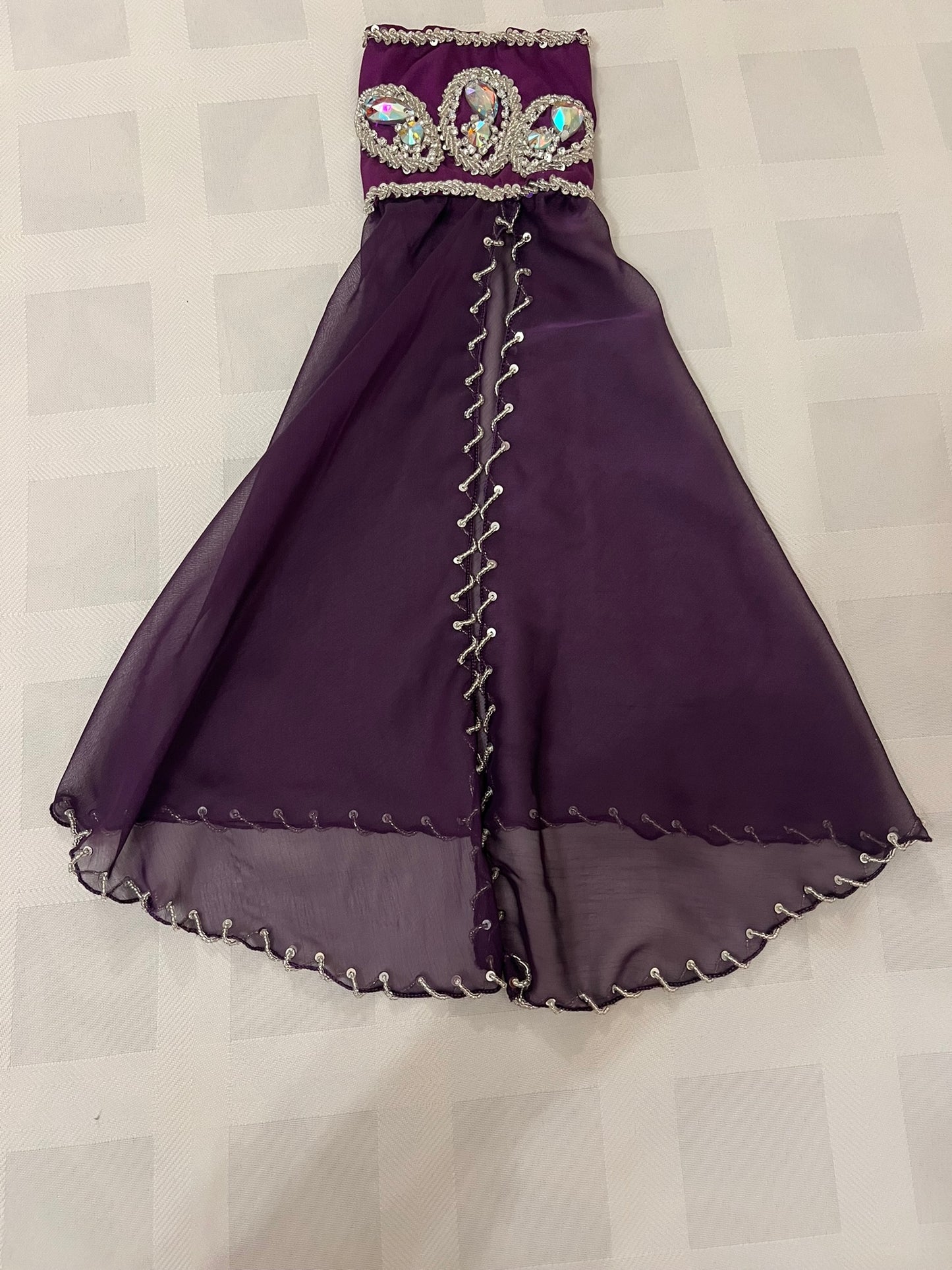 Luxurious premium quality elegant purple Professional belly dance costume/ custom-made