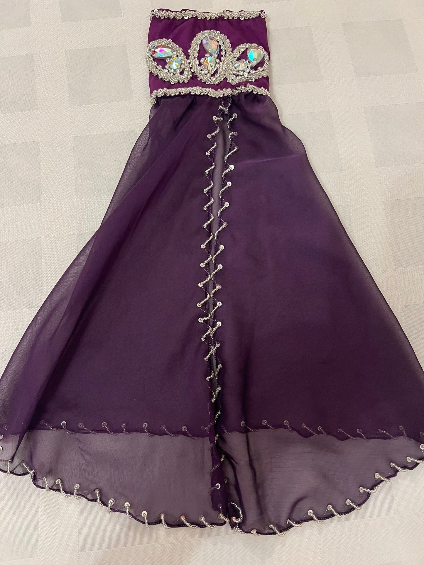 Luxurious premium quality elegant purple Professional belly dance costume/ custom-made