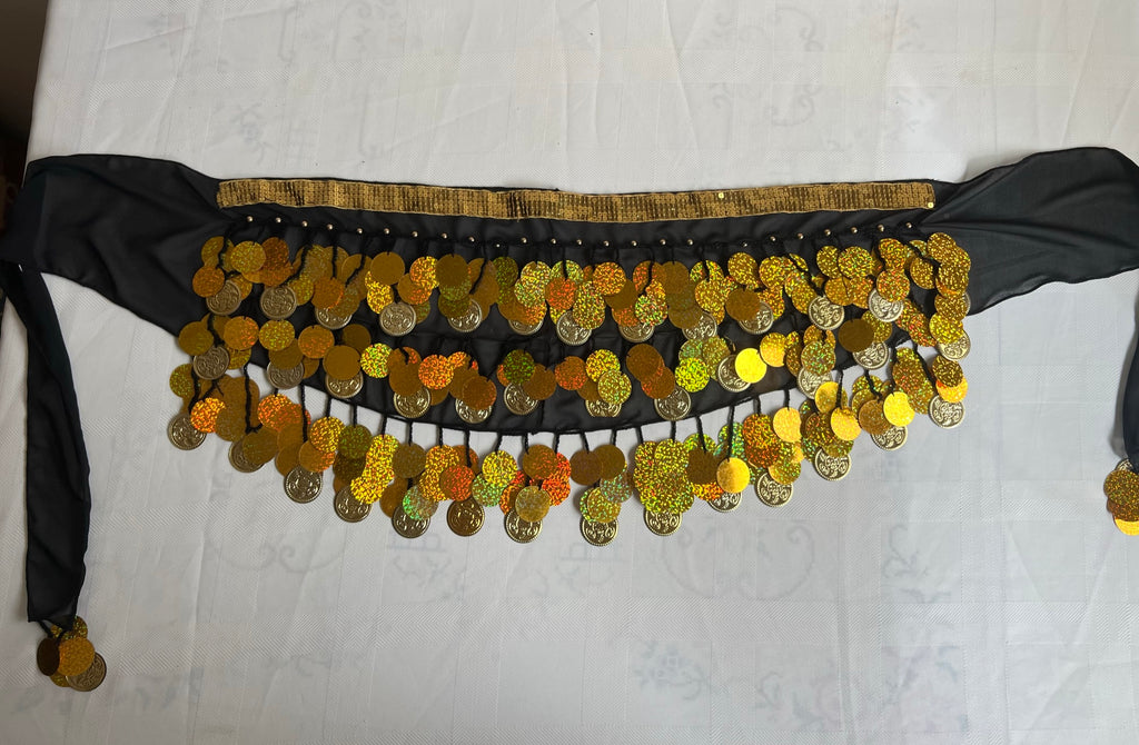 Egyptian Women belly dance hip scarf, Sexy oriental dance belt, length 180 cm, Handmade embroidered belly dance wrap, حزام رقص شرقى