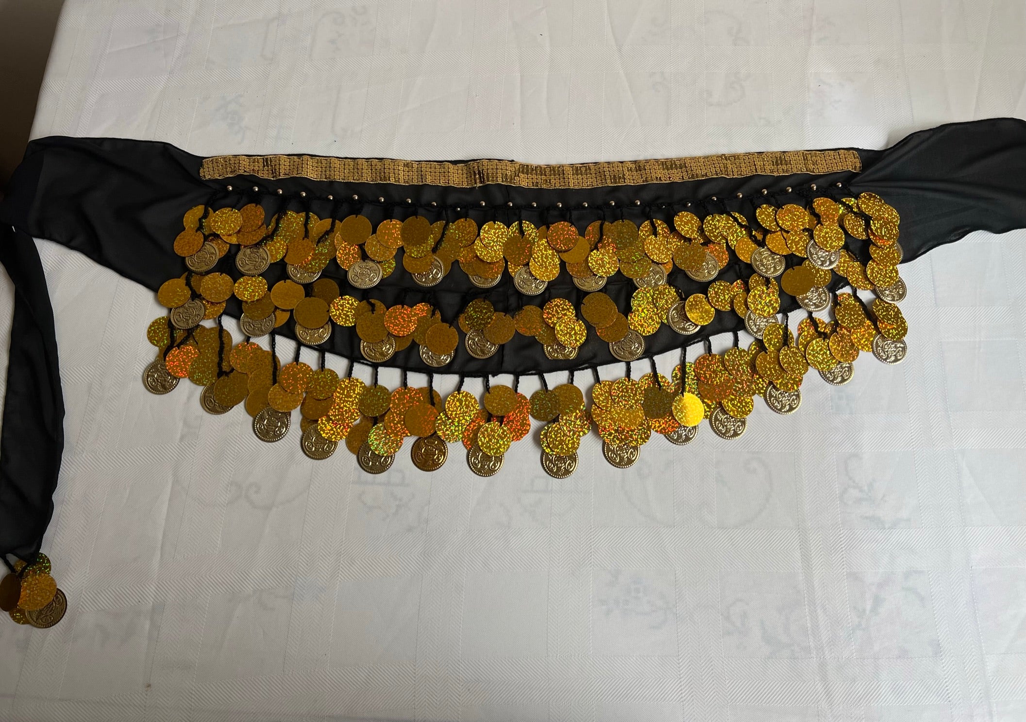 Egyptian Women belly dance hip scarf, Sexy oriental dance belt, length 180 cm, Handmade embroidered belly dance wrap, حزام رقص شرقى