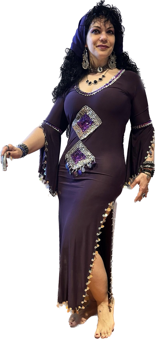 Oriental Egyptian Belly Dance Costume Saidi Dress, Baladi Galabia, Fallahi Abaya جلابيى رقص شرقى