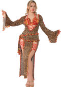 Egyptian belly dance dress with bra, belly dance Saidi Galabia, one size, leopard print dancing outfit