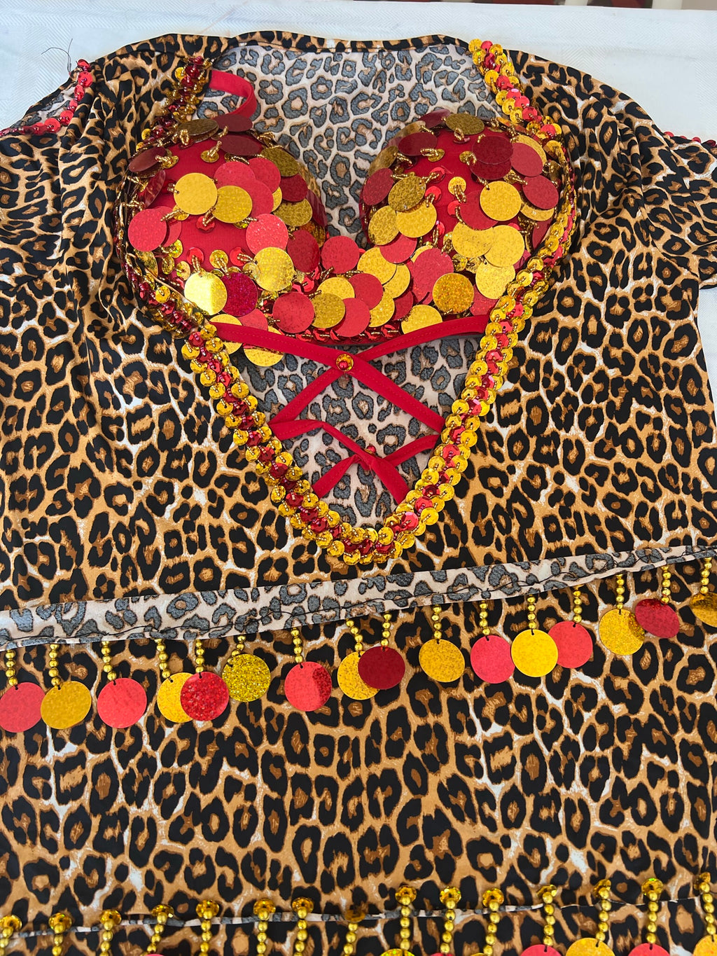 Egyptian belly dance dress with bra, belly dance Saidi Galabia, one size, leopard print dancing outfit