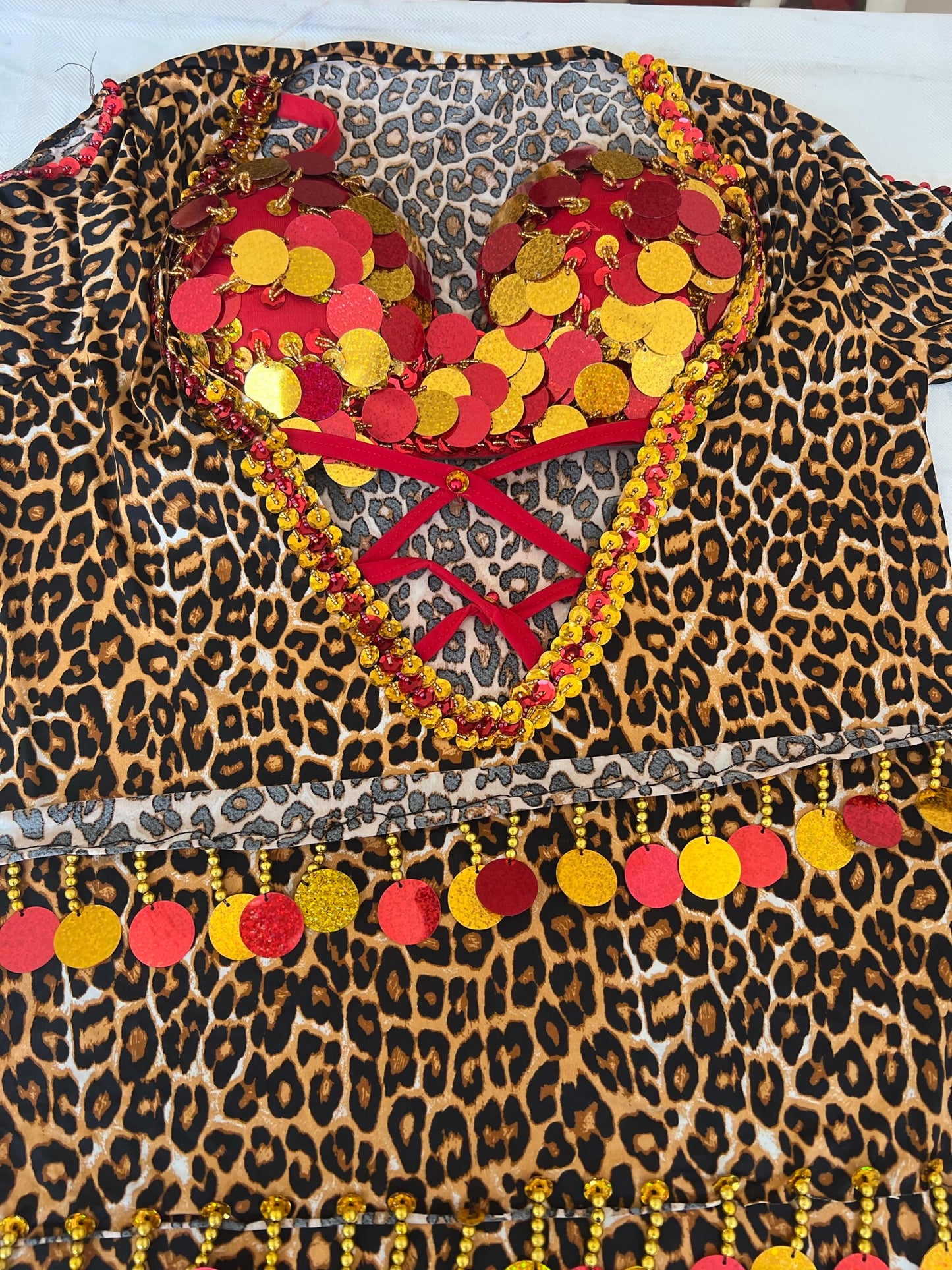 Egyptian belly dance dress with bra, dance Saidi Galabia, one size, leopard