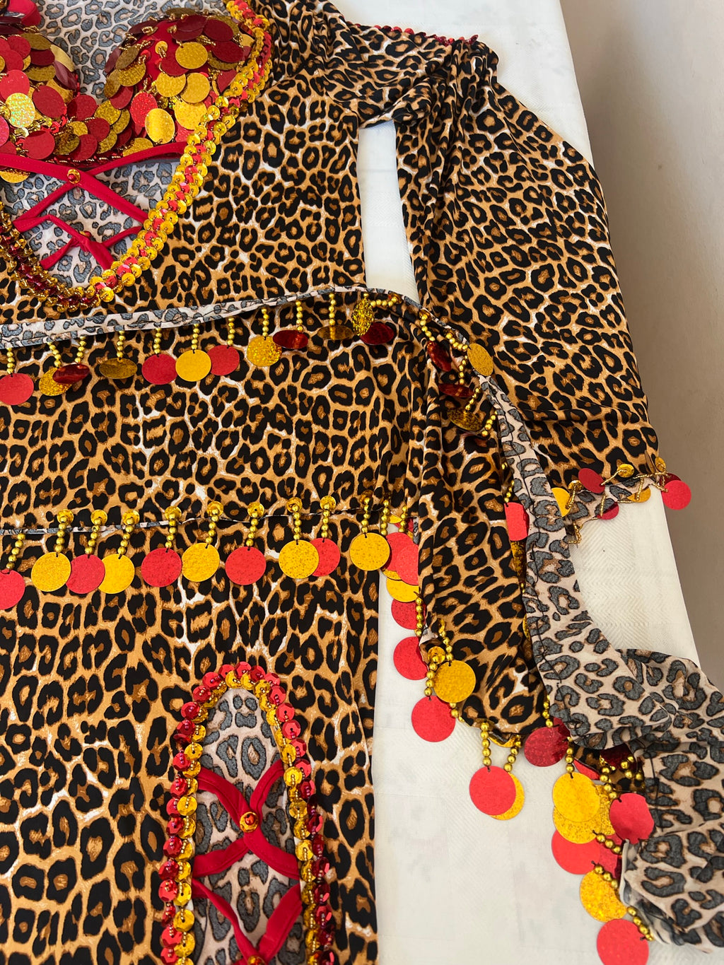 Egyptian belly dance dress with bra, belly dance Saidi Galabia, one size, leopard print dancing outfit