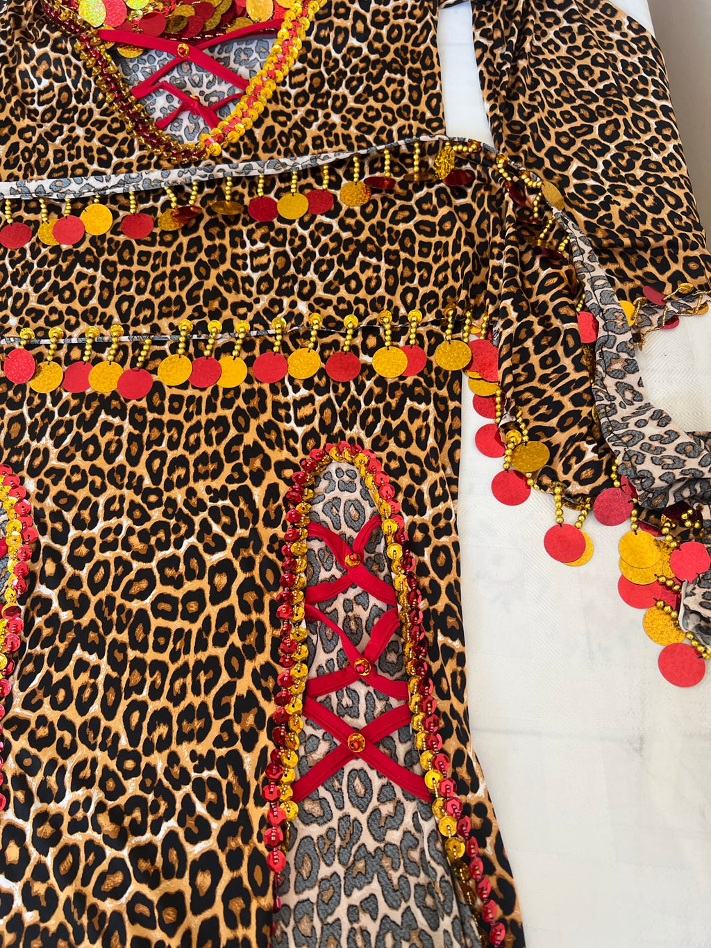 Egyptian belly dance dress with bra, belly dance Saidi Galabia, one size, leopard print dancing outfit
