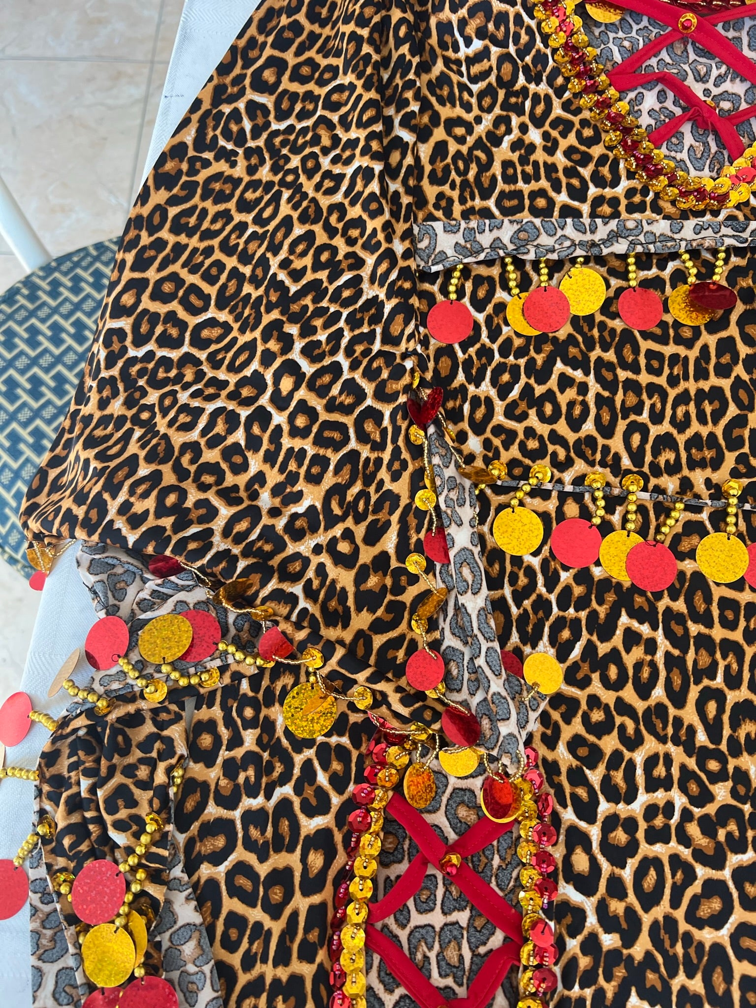 Egyptian belly dance dress with bra, belly dance Saidi Galabia, one size, leopard print dancing outfit